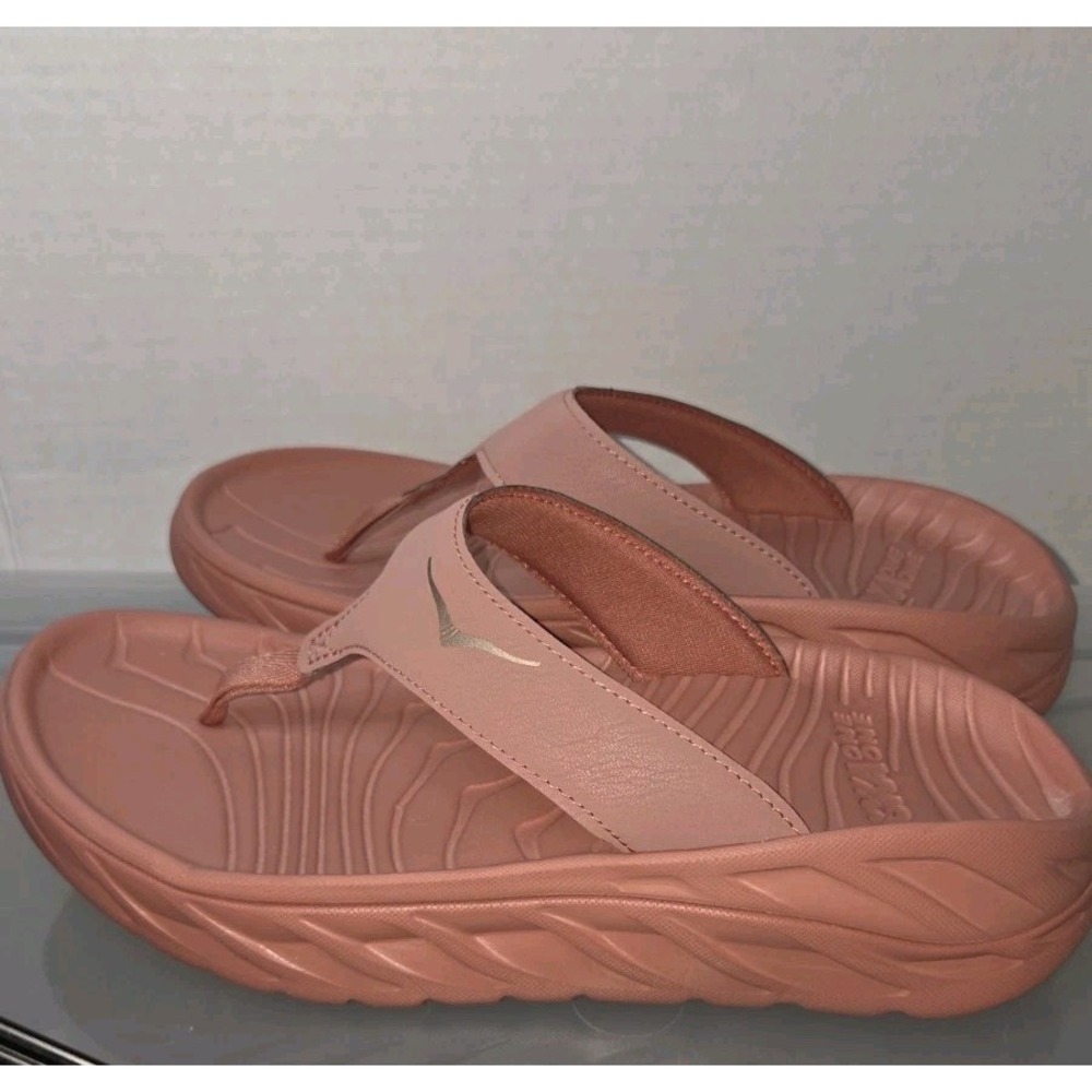 Hoka One One Women Ora Recovery Flip Sandals 8 Earthenware Pink Solid Casual